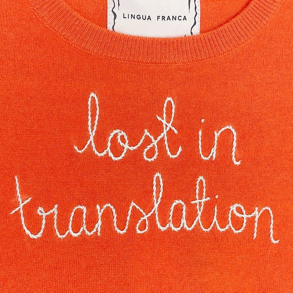 Lingua Franca | "Lost In Translation" Embroidered Cashmere Sweater - Picture 3 of 6